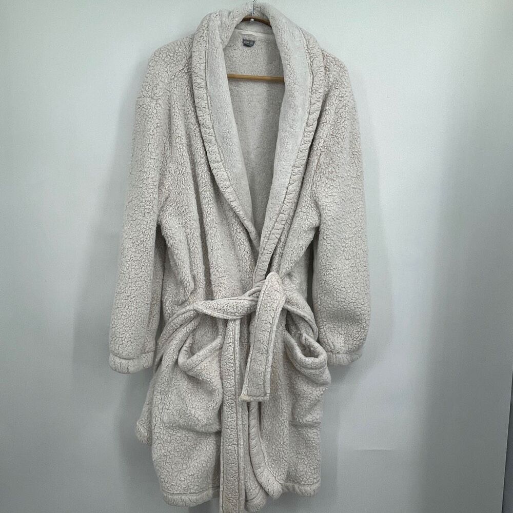 Aerie Cream Sleepwear Holiday Cozy Sherpa Belted Long Sleeve Robe Large/XL